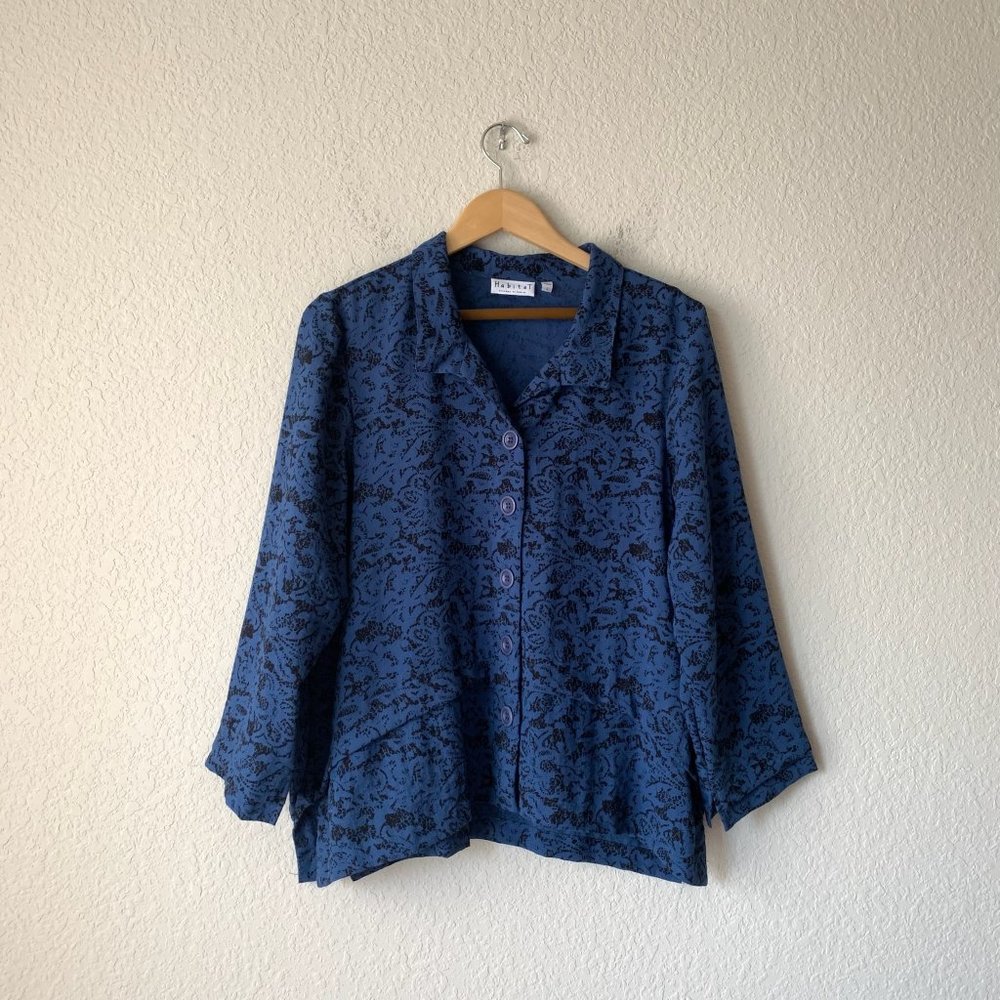 HABITAT Floral Print Layered Asymmetrical Button Down Shirt
